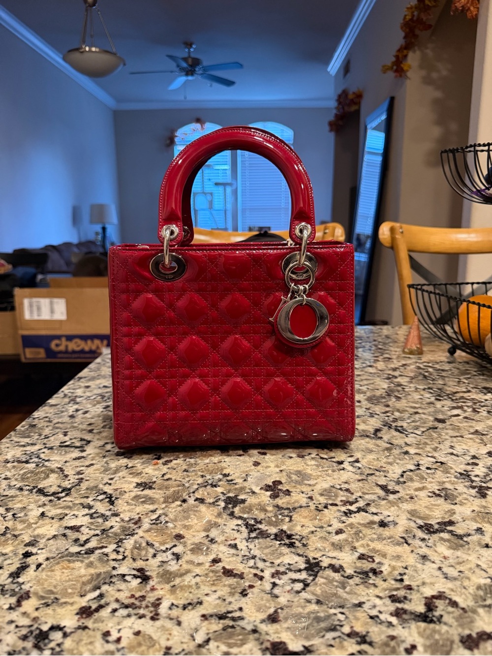 Lady Dior Bag Cannage Quilt Patent Medium